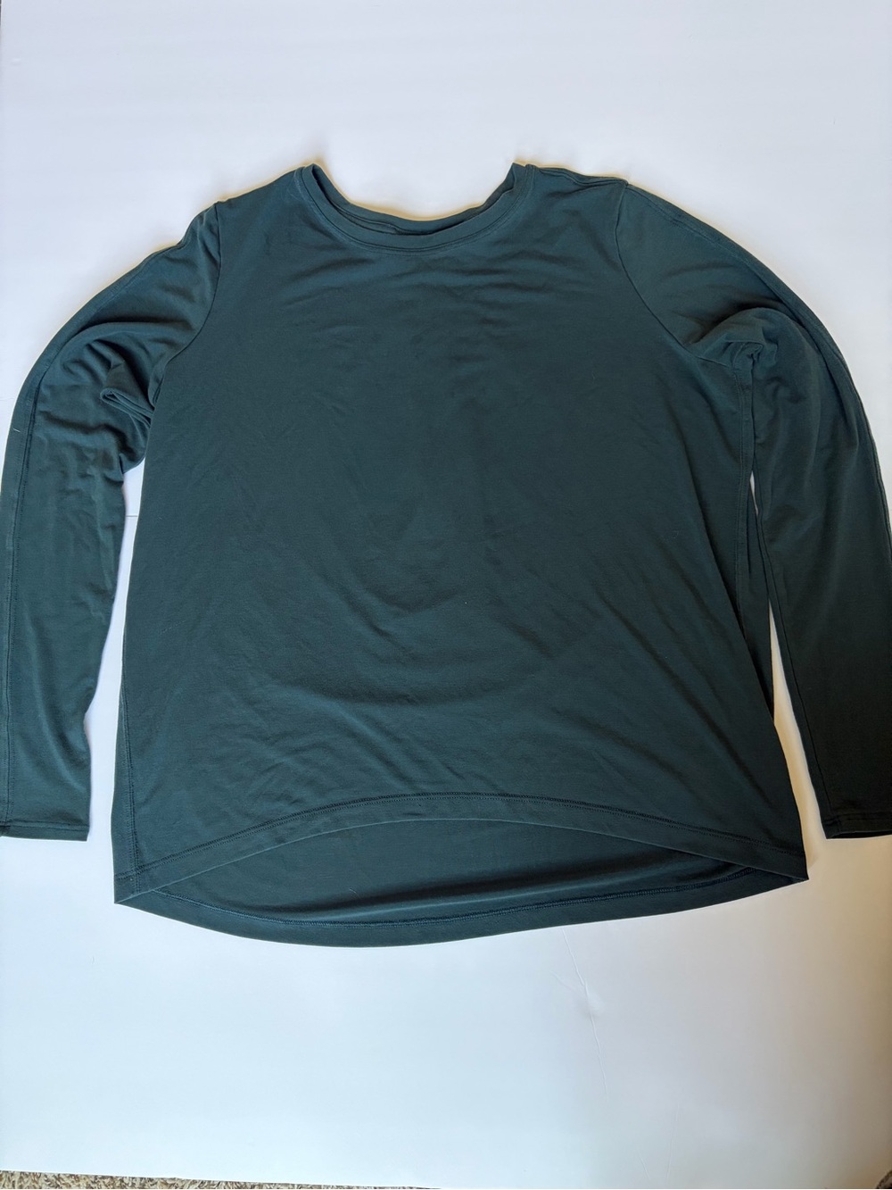 Athleta With Ease Long Sleeve Top XXS Green Modal Blend Relaxed High Low